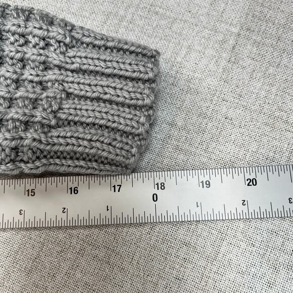 Open Front Chunky Knit Striped Cardigan Med to Sm Gray White Grunge Grandpa - Picture 5 of 6